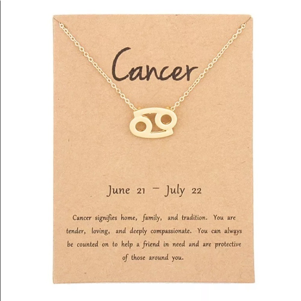 Cancer Zodiac Birthday Gold Necklace